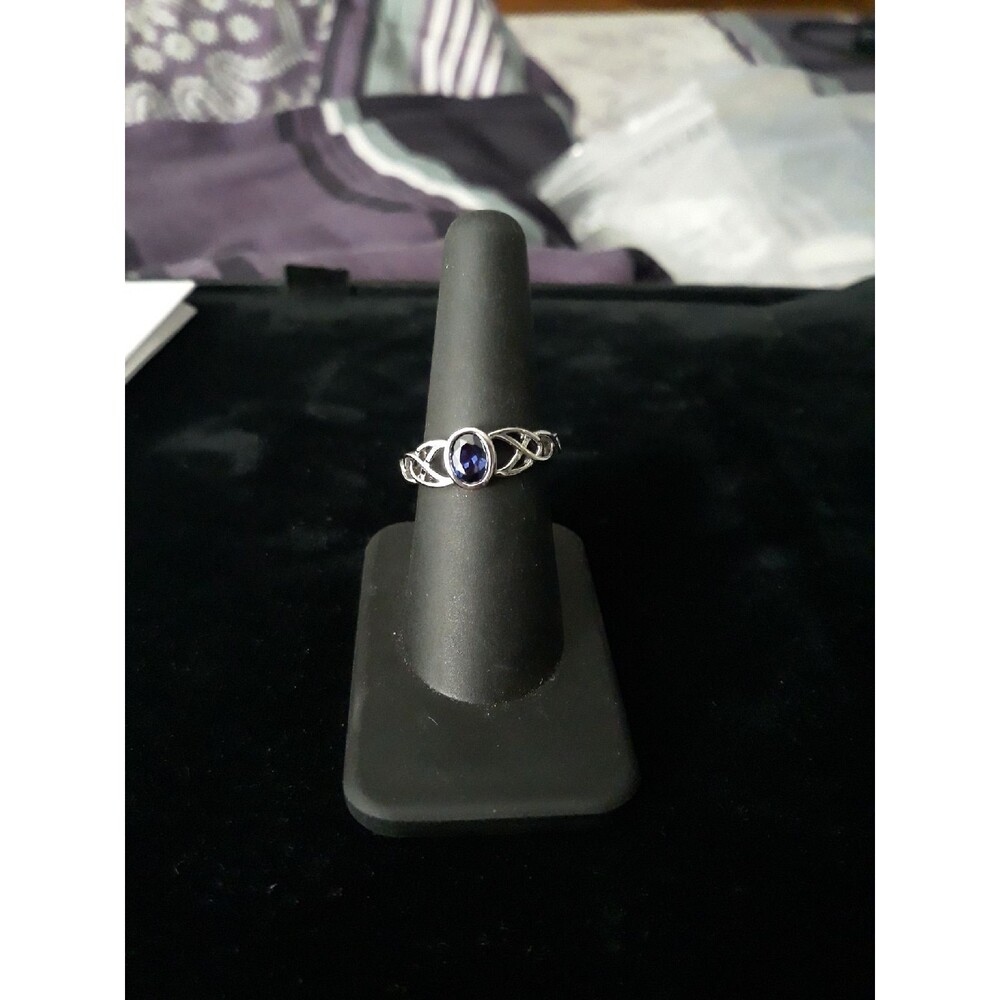 Sterling Silver tanzanite cz Ring  sz 8